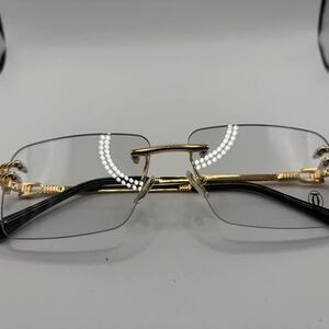 Cartier Rimless Clear Lens Glasses Gold Tone